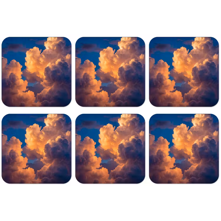 Wolken - Zonsondergang - Natuur - Oranje - Blauw onderzetter kurk middel -zkaufland3dotto