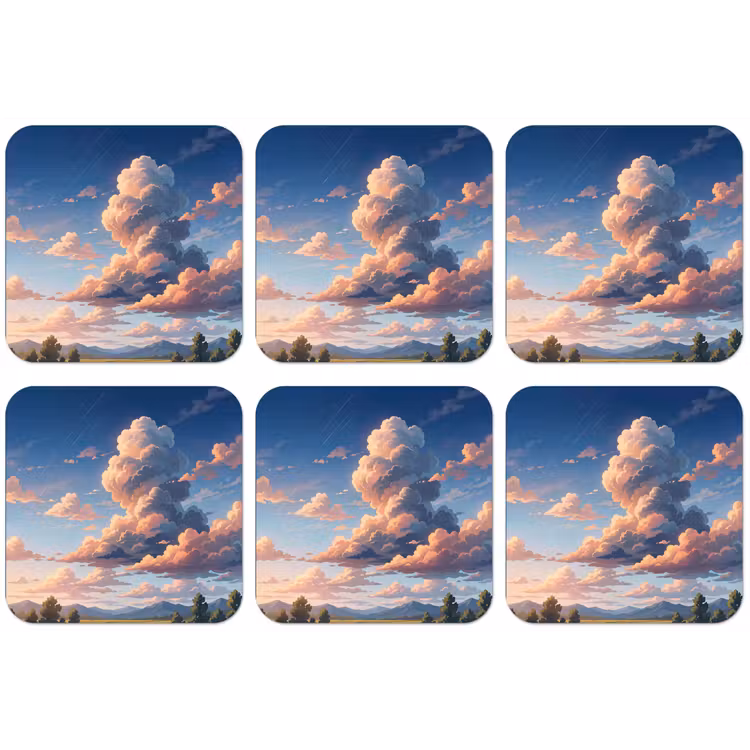 Wolken - Daghemel - Natuur - Illustratie - Oranje onderzetter kurk middel -zkaufland3dotto