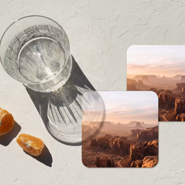 Woestijn - Landschap - Natuur onderzetter kurk middel -sfeer4