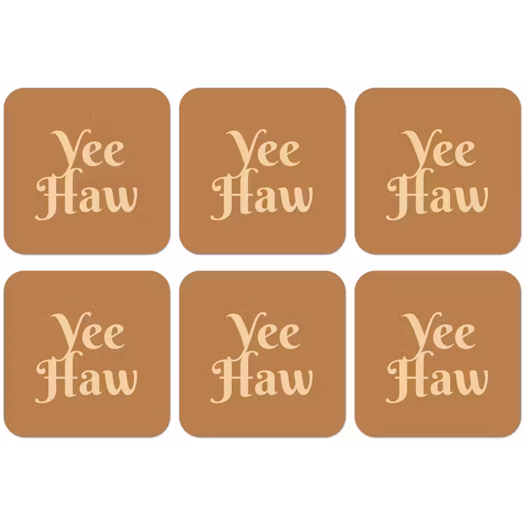 Yee haw - Bruin - Minimalistisch onderzetter kurk middel -zkaufland3dotto