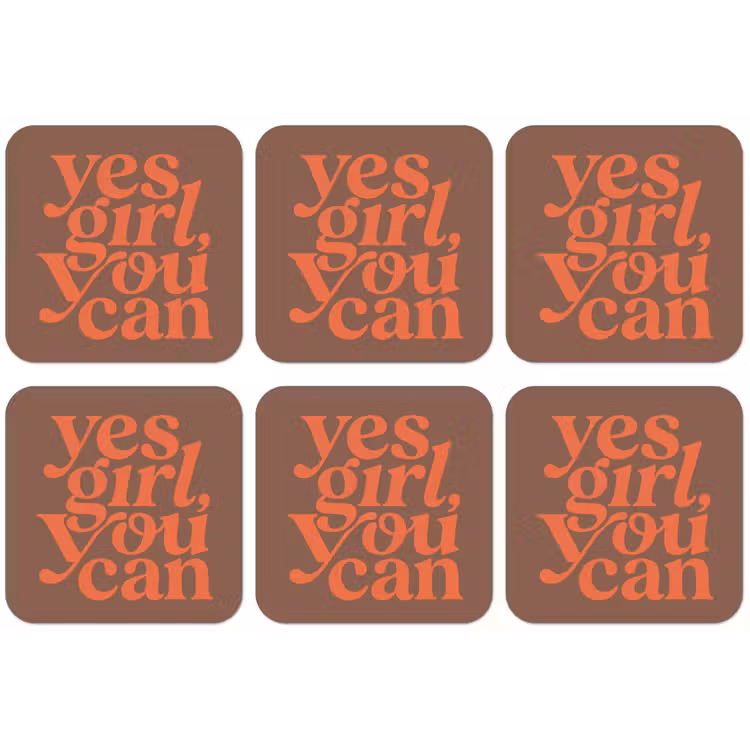 Yes girl you can - Oranje - Bruin onderzetter kurk middel -zkaufland3dotto