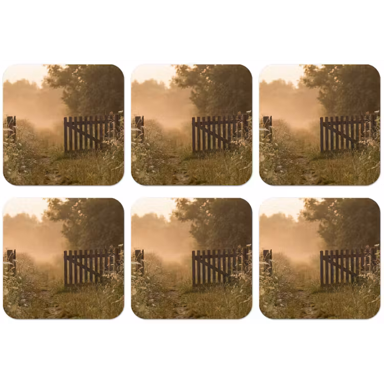 Hek - Natuur - Mist - Veld onderzetter kurk middel -zkaufland3dotto