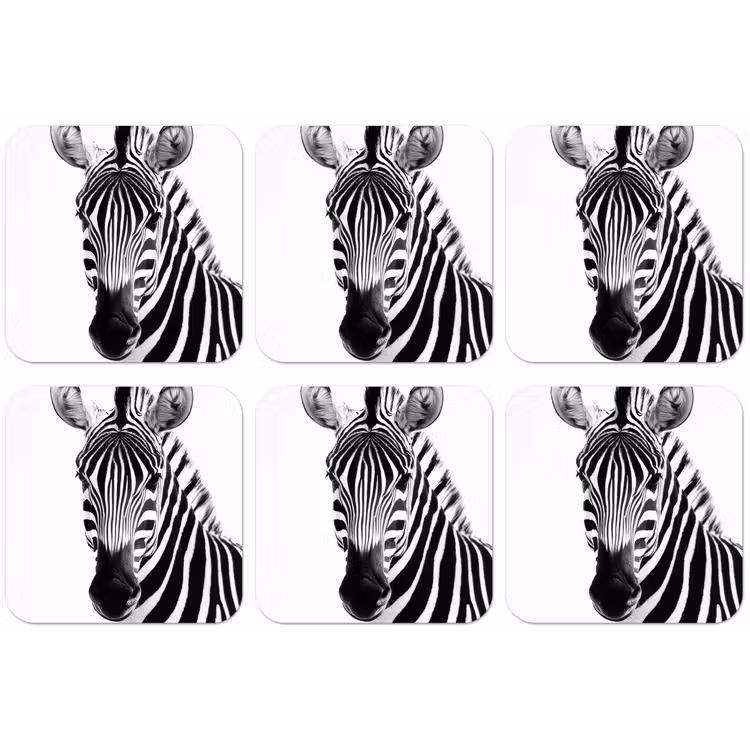Zebra - Close-up - Zwart - Strepen onderzetter kurk middel -zkaufland3dotto