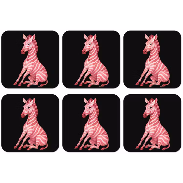 Zebra - Roze - Gestreept onderzetter kurk middel -zkaufland3dotto