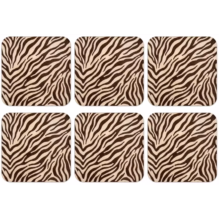 Zebra - Strepen - Bruin onderzetter kurk middel -zkaufland3dotto