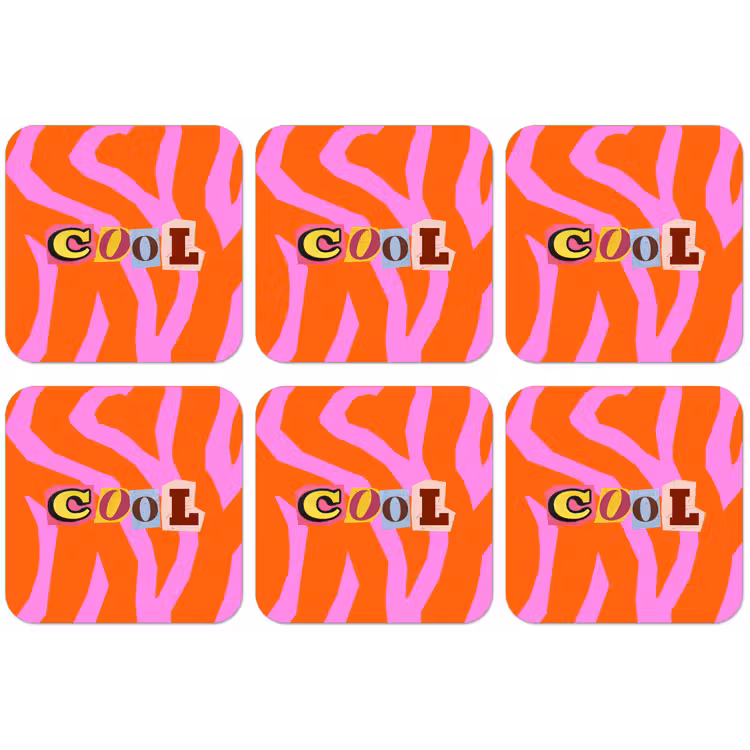 Zebraprint - Grafisch - COOL - Oranje onderzetter kurk middel -zkaufland3dotto