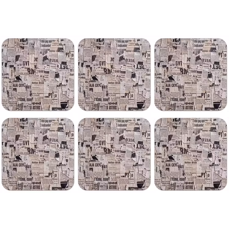 Krant - Gescheurd - Textuur - Abstract - Zwart-wit onderzetter kurk middel -zkaufland3dotto