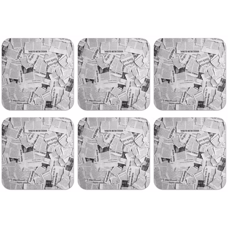 Krant - Versnipperd - Textuur - Zwart-wit - Abstract onderzetter kurk middel -zkaufland3dotto