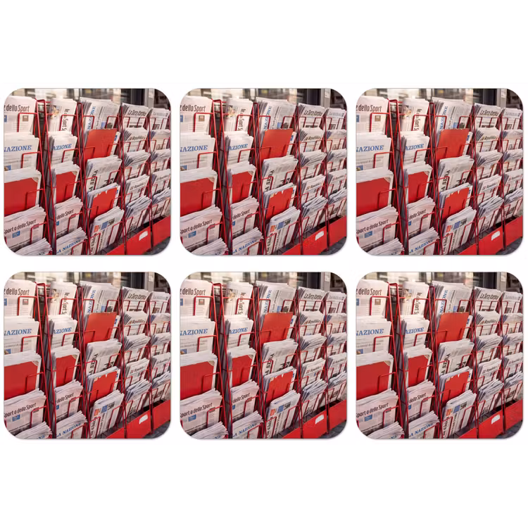 Kranten - Rek - Stedelijk - Dagelijks leven - Rood onderzetter kurk middel -zkaufland3dotto