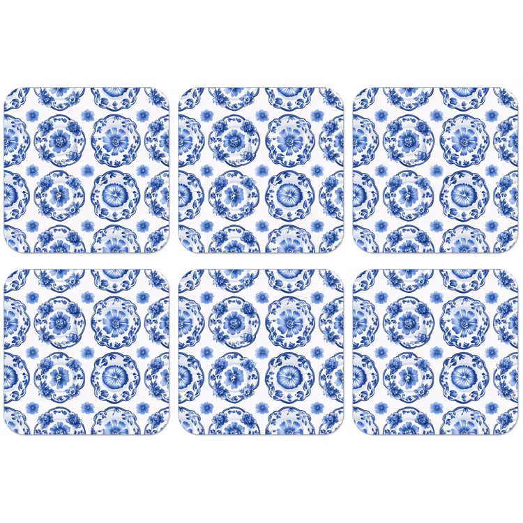 Sierborden - Bloemen - Blauw onderzetter kurk middel 366 -zkaufland3dotto