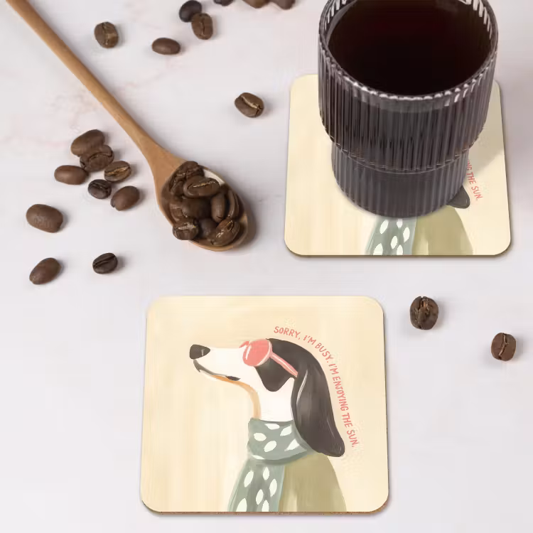 Quote - Hond - Zonnebril onderzetter kurk middel -sfeer2