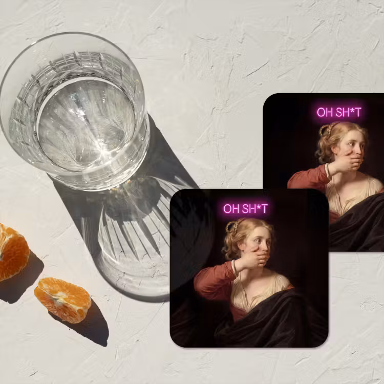 Quote - Neon - vrouw onderzetter kurk middel -sfeer4