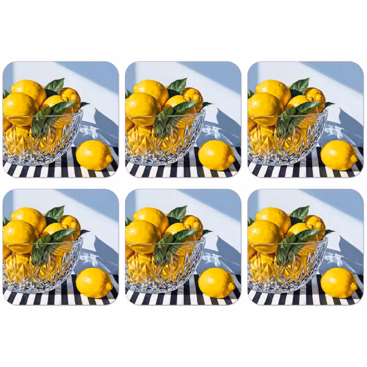 Untersetzer - Zitronen – Obst – Gelb - Citroenen - Fruit - Geel onderzetter kurk middel