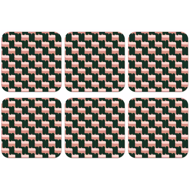 Vlechtpatroon - Groen - Roze - Geometrisch onderzetter kurk middel 366 -zkaufland3dotto