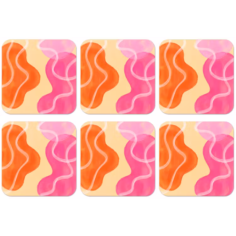 Abstract - Aquarel - Organisch - Oranje - Roze onderzetter kurk middel -zkaufland3dotto