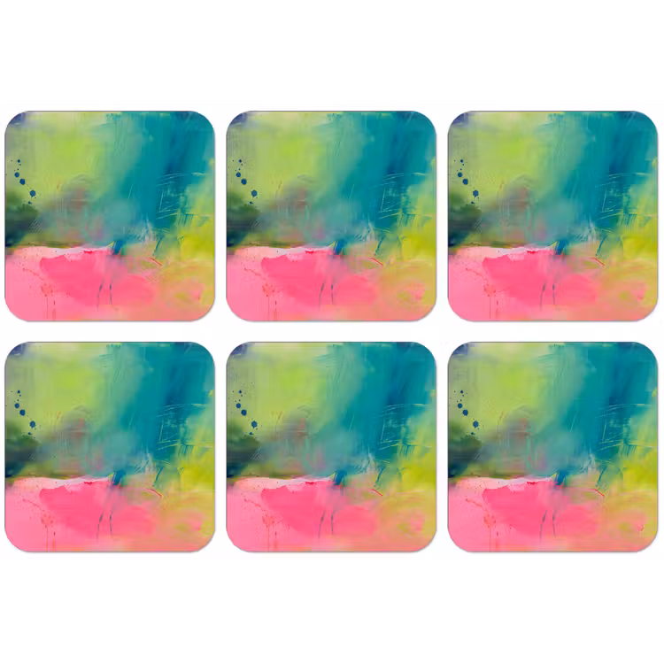 Abstract - Kleuren - Modern - Groen - Roze onderzetter kurk middel -zkaufland3dotto