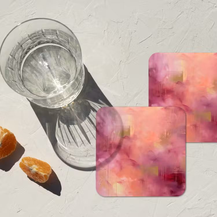 Abstract - Kleuren - Modern - Roze - Paars onderzetter kurk middel -sfeer4