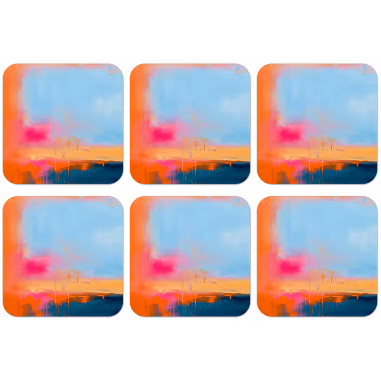 Abstract - Kleurvlakken - Modern - Oranje - Blauw onderzetter kurk middel -zkaufland3dotto