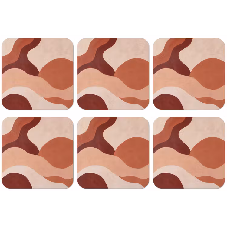 Abstract - Vormen - Organisch - Aardetinten - Modern onderzetter kurk middel -zkaufland3dotto