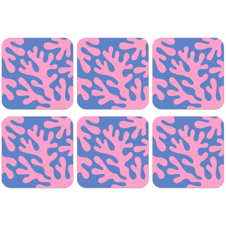 Abstract - Vormen - Roze - Blauw onderzetter kurk middel -zkaufland3dotto