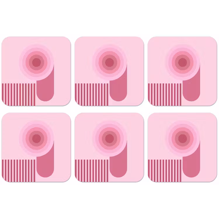 Abstract - Cirkels - Strepen - Modern - Roze onderzetter kurk middel -zkaufland3dotto