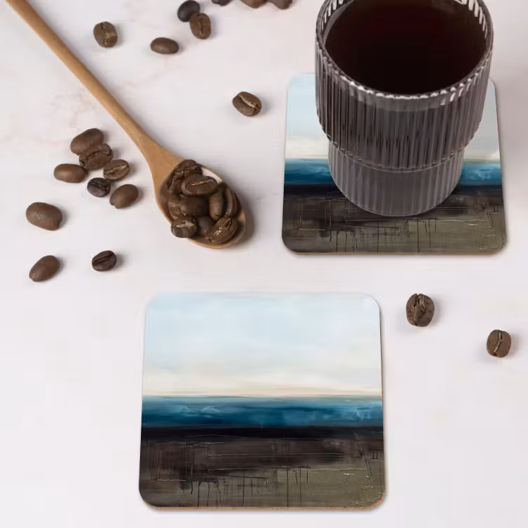 Abstract - Landschap - Horizon - Blauw - Modern onderzetter kurk middel -sfeer2