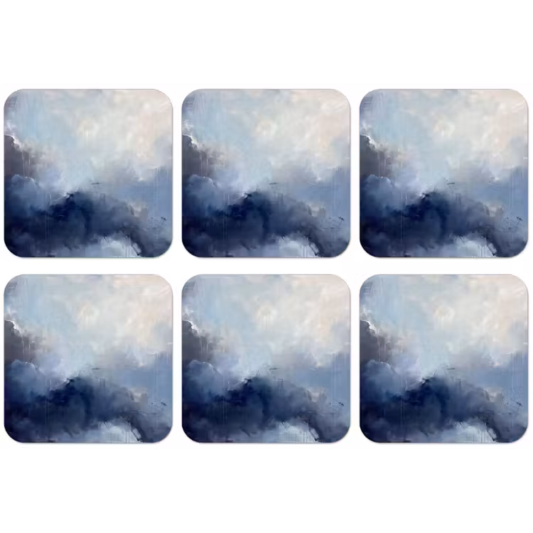 Abstract - Wolken - Modern - Blauw - Kunst onderzetter kurk middel -zkaufland3dotto