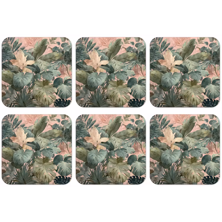 Compositie van bladeren - Groen - Roze onderzetter kurk middel -zkaufland3dotto
