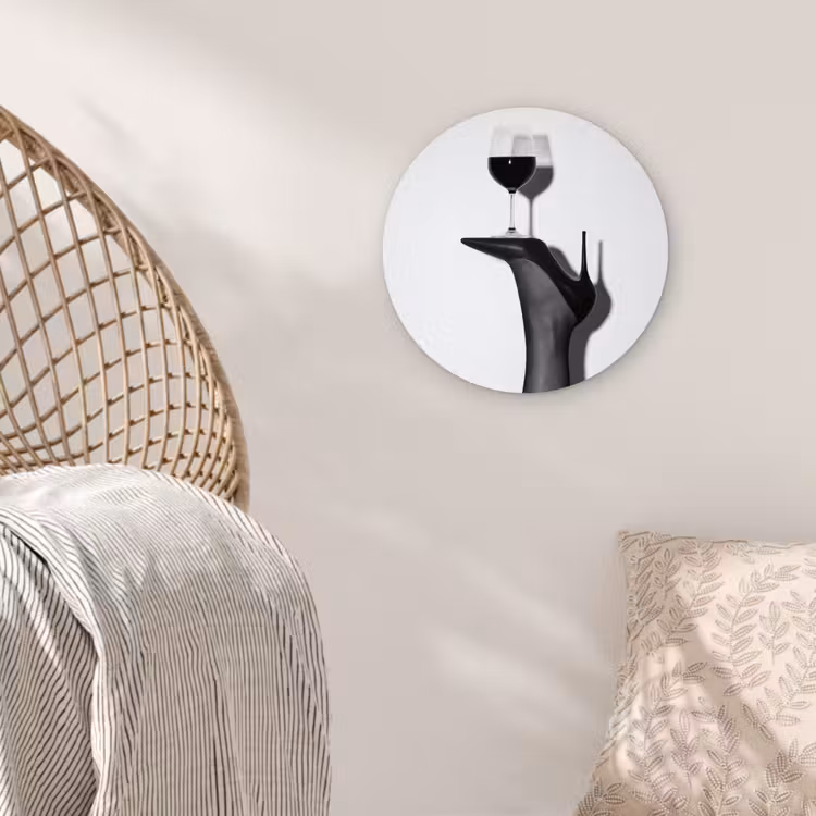 Hak - Wijn - Minimalistisch - Zwart Wandcirkel plexiglas klein -sfeer5
