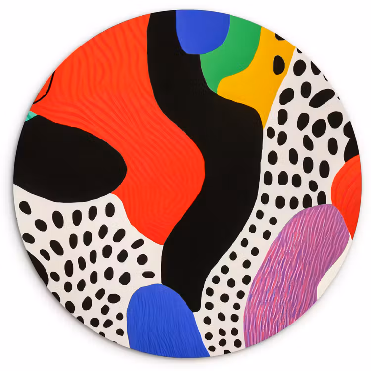 Abstract - Vormen - Kleuren - Stippen Wandcirkel plexiglas klein -3d