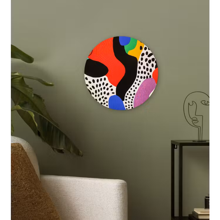 Abstract - Vormen - Kleuren - Stippen Wandcirkel plexiglas klein -sfeer3
