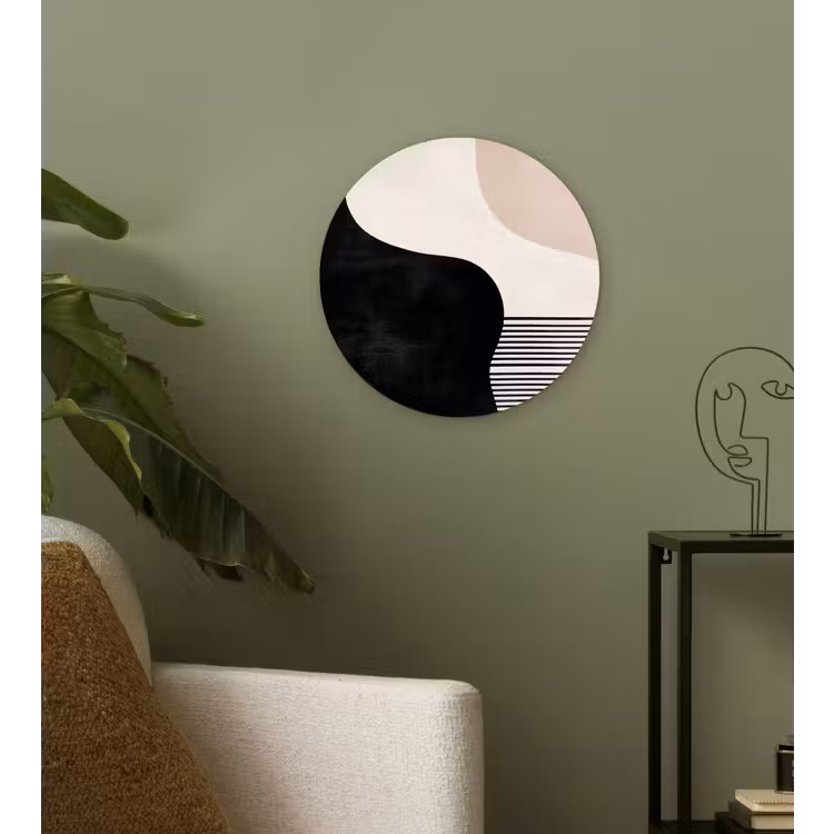Abstract - Japandi - Beige - Modern Wandcirkel plexiglas klein -sfeer3