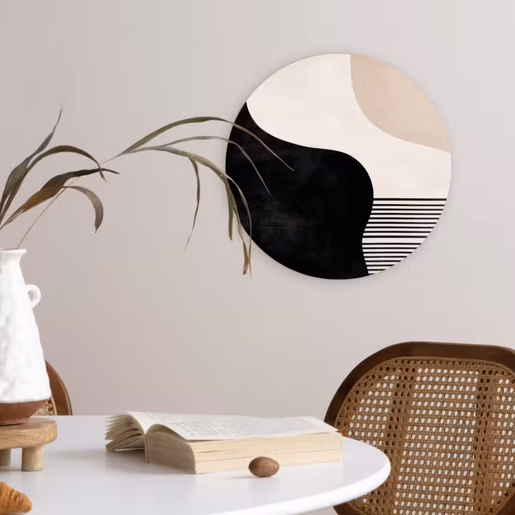 Abstract - Japandi - Beige - Modern Wandcirkel plexiglas klein -sfeer4