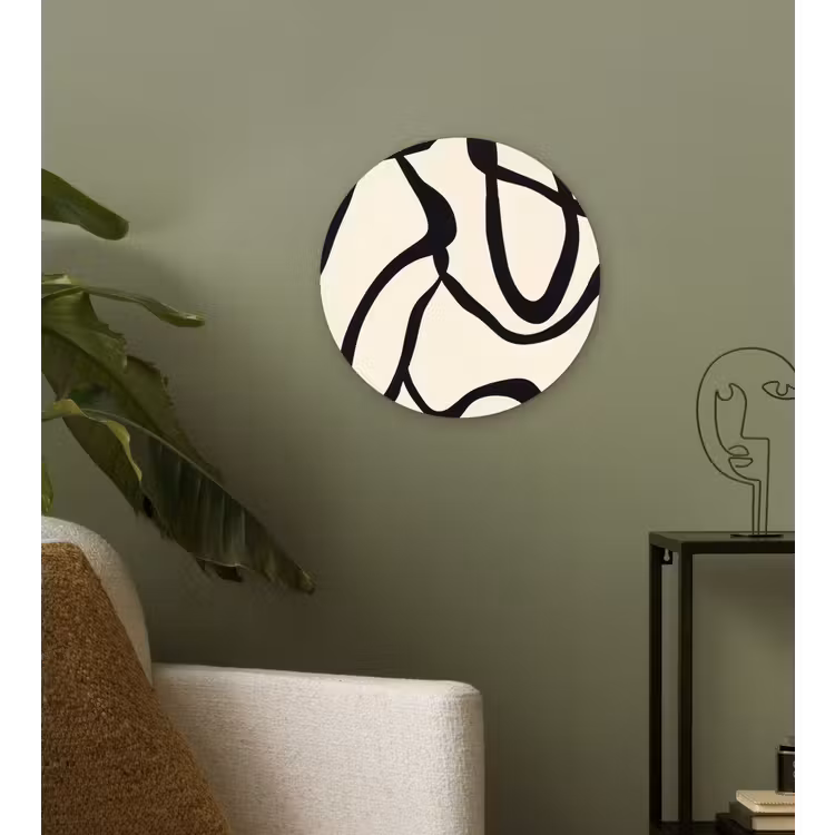 Abstract - Lijnen - Modern - Beige Wandcirkel plexiglas klein -sfeer3