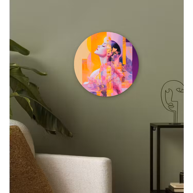 Abstract - Portret - Vrouw - Kleurrijk Wandcirkel plexiglas klein -sfeer3