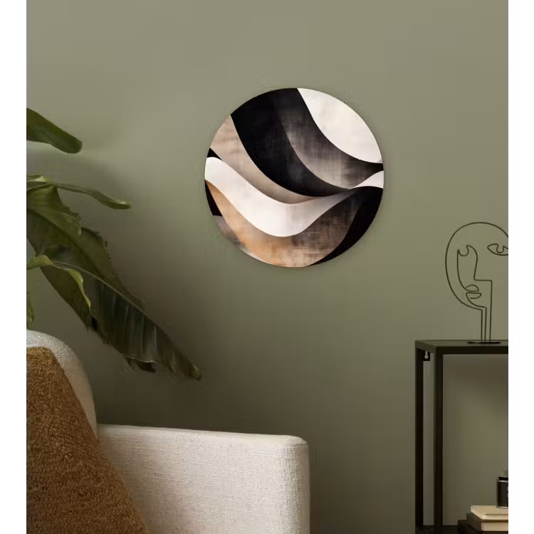 Abstract - Golven - Zwart - Verweerd Wandcirkel plexiglas klein -sfeer3