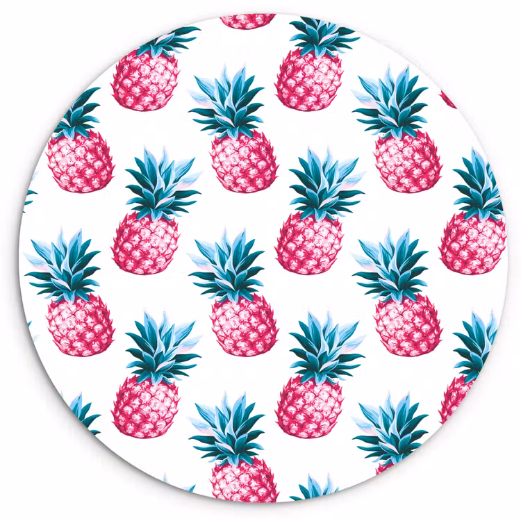 Ananas - Roze - Wit Wandcirkel plexiglas klein 852 -3d
