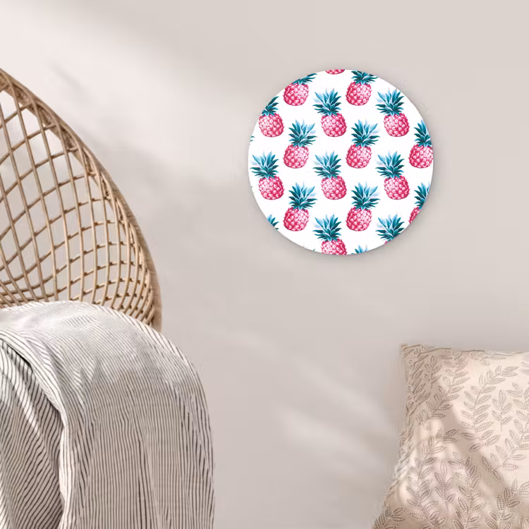 Ananas - Roze - Wit Wandcirkel plexiglas klein 852 -sfeer5