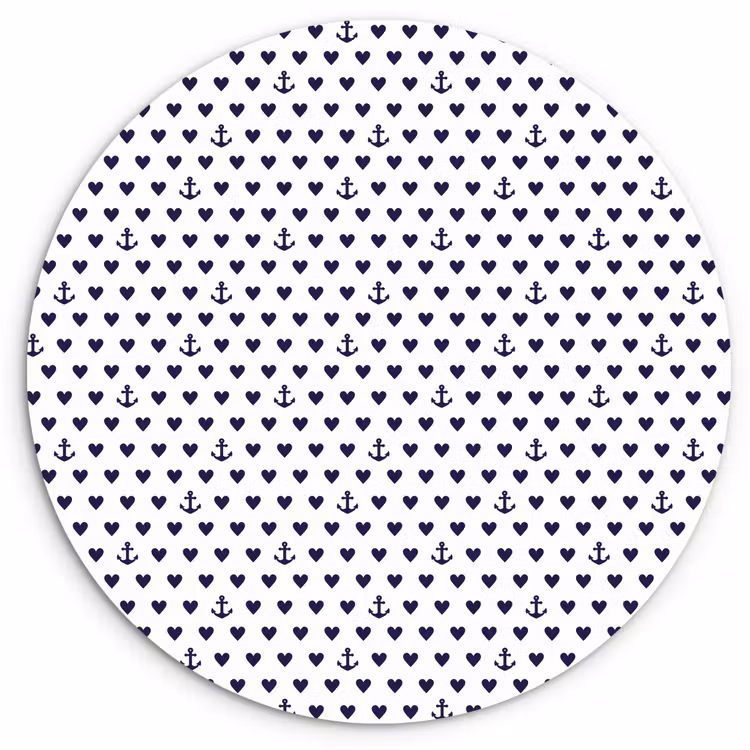 Anker - Hart - Blauw - Wit Wandcirkel plexiglas klein 852 -3d