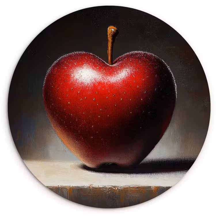 Apple - Hart - Rood Wandcirkel plexiglas klein -3d