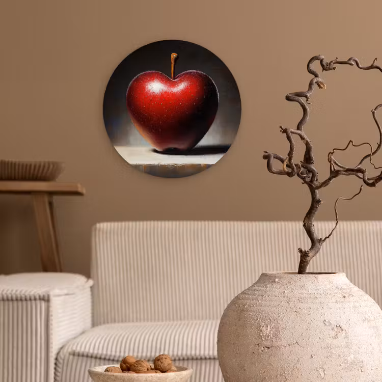 Apple - Hart - Rood Wandcirkel plexiglas klein -sfeer1