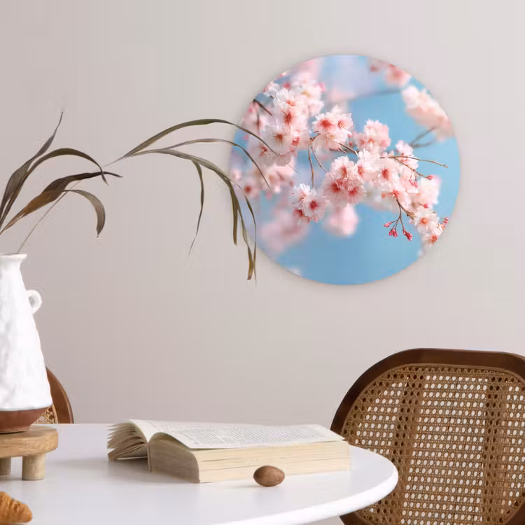 Takken - Bloesems - Roze Wandcirkel plexiglas klein -sfeer4