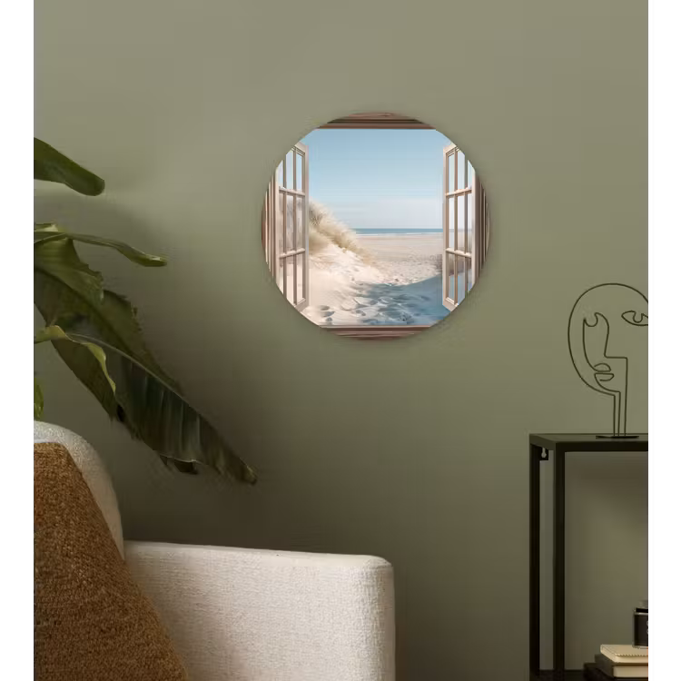 Doorkijk - Helmgras - Duinen - Zee - Landschap Wandcirkel plexiglas klein -sfeer3