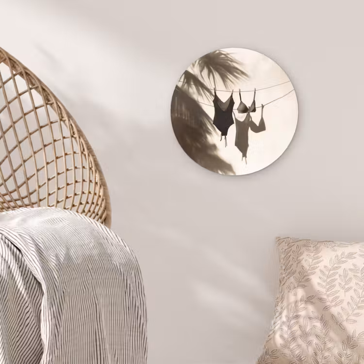 Badkleding - Palmbomen - Schaduw - Tropisch Wandcirkel plexiglas klein -sfeer5