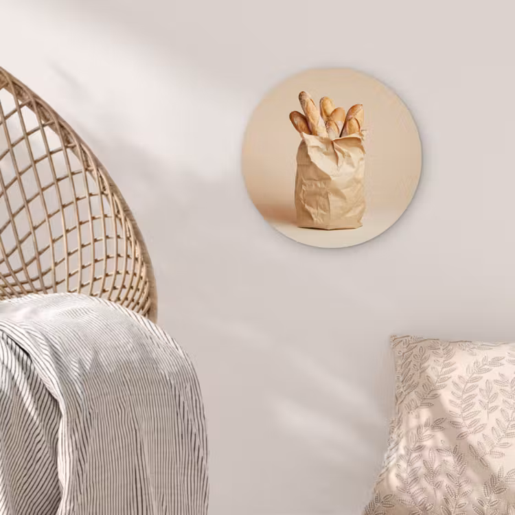 Baguette - Brood - Stokbrood - Beige Wandcirkel plexiglas klein -sfeer5