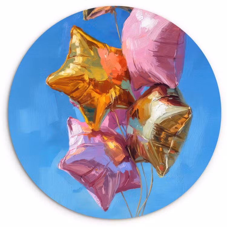 Ballonnen - Goud - Stervorm - Roze Wandcirkel plexiglas klein -3d