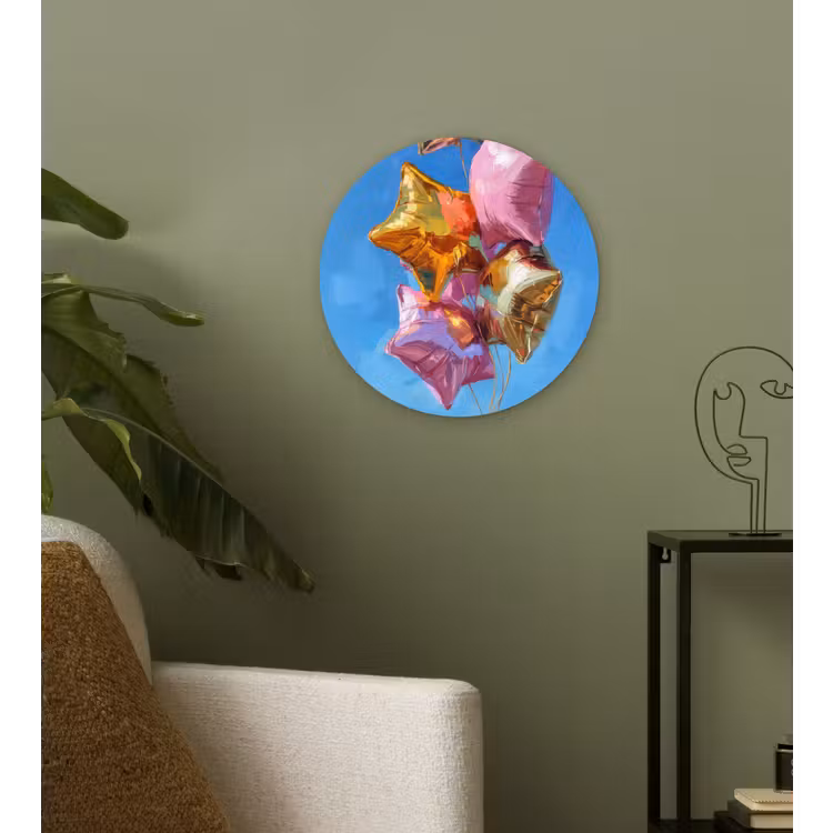 Ballonnen - Goud - Stervorm - Roze Wandcirkel plexiglas klein -sfeer3