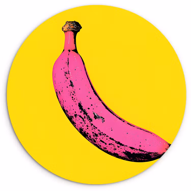 Banaan - Grafisch - Geel Wandcirkel plexiglas klein -3d