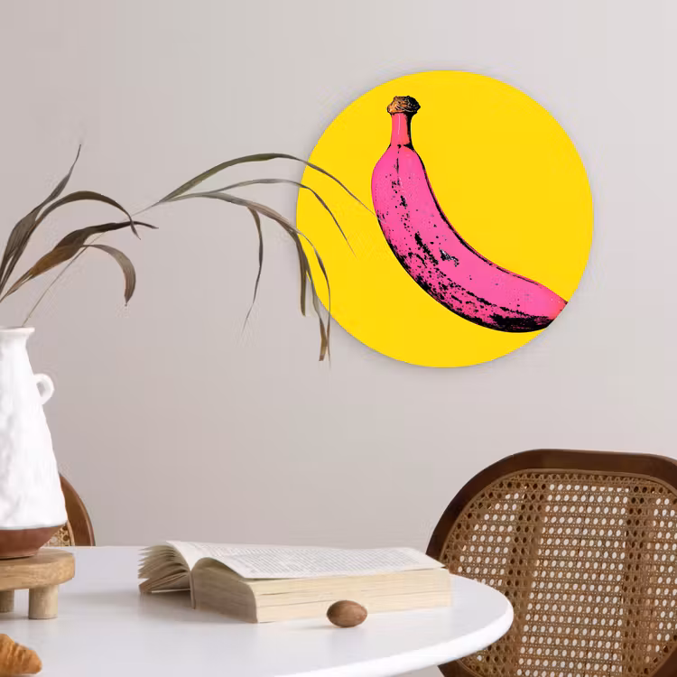 Banaan - Grafisch - Geel Wandcirkel plexiglas klein -sfeer4