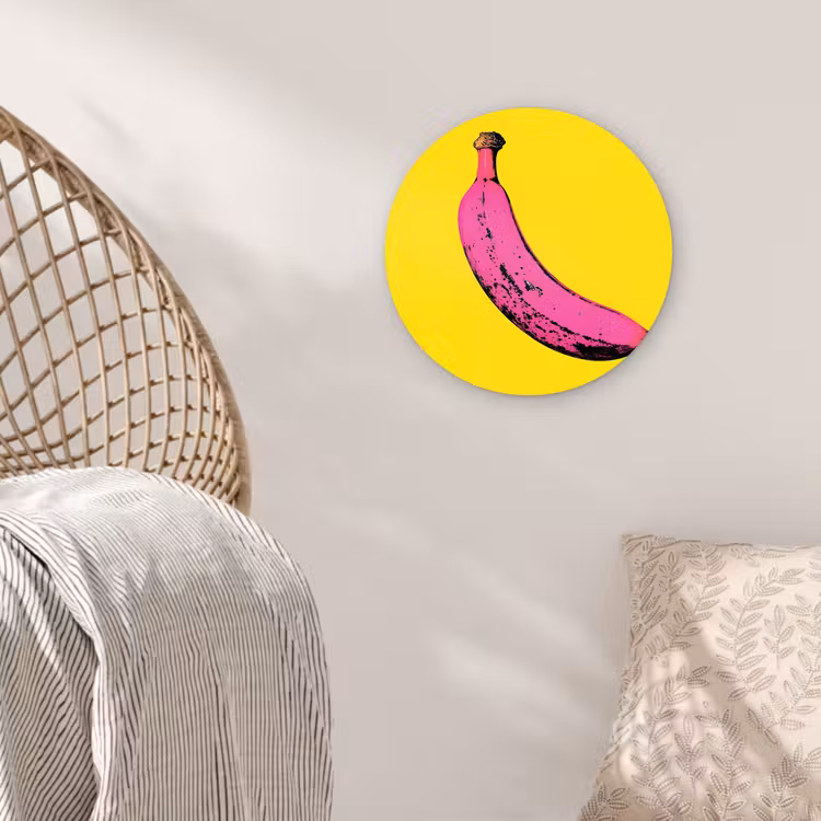 Banaan - Grafisch - Geel Wandcirkel plexiglas klein -sfeer5